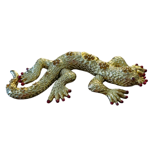 RARE HUTTON WILKINSON PAVE CRYSTAL LIZARD KOMADO DRAGON PIN Brooch - Picture 2 of 8